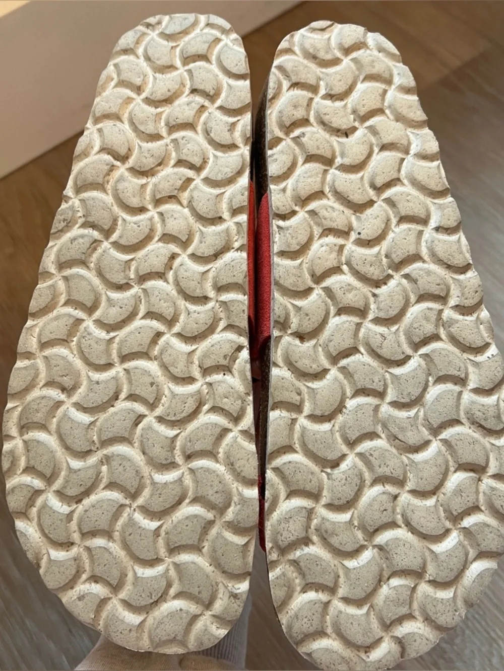 Biostep Red Suede Buckle Sandals Size 7.5 Comfort Cork Footbed leather - Picture 5 of 6